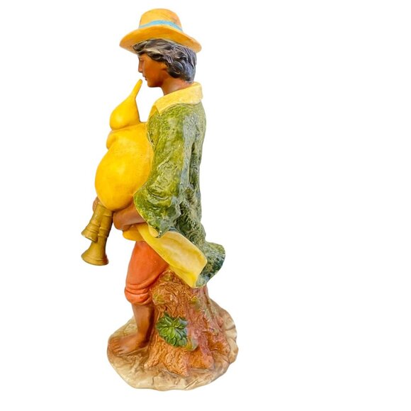 Vintage Capodimonte Italian Figurine Of Shepherd Boy Playing Bagpipes 11" Porcel - Picture 10 of 11